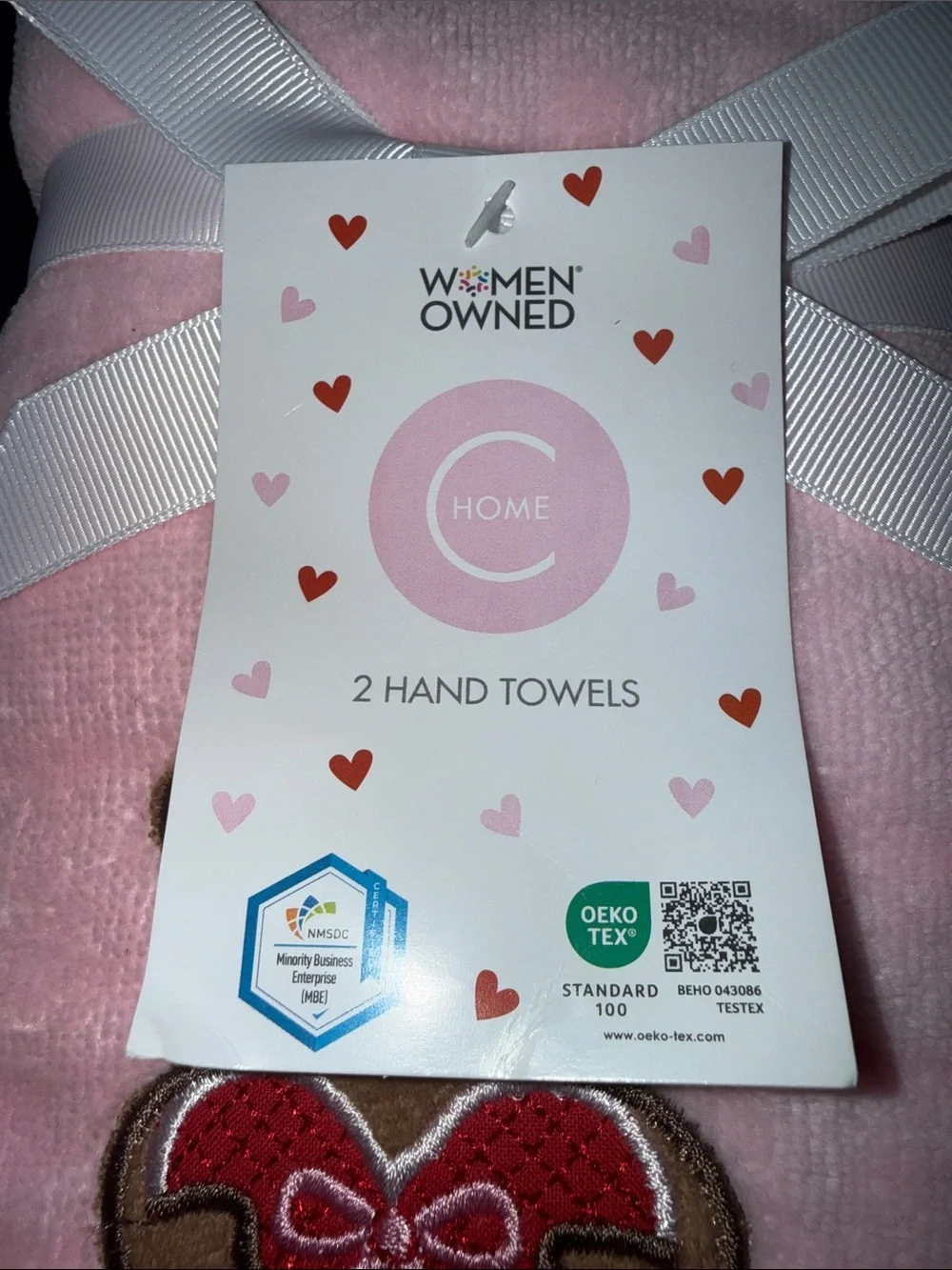 C Home 2 Teddy Bear Valentines Hand Towels